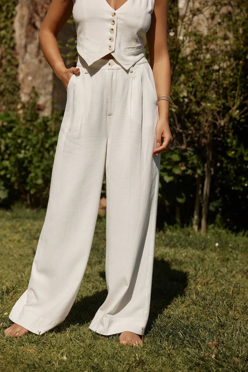 Leisure White Linen Trouser