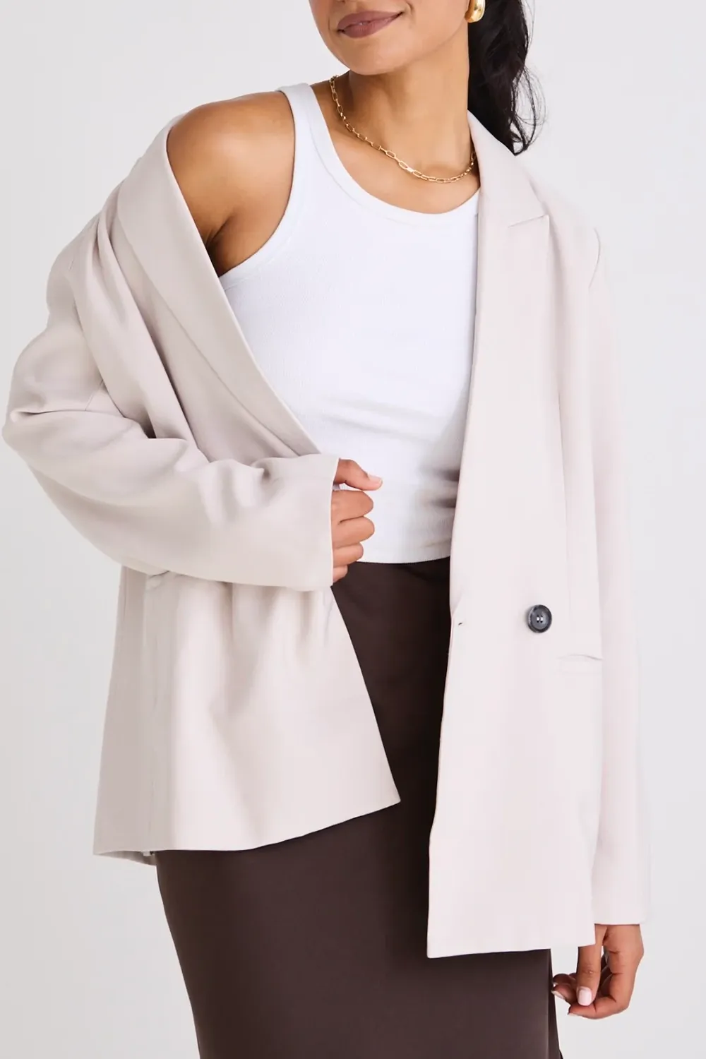 Light Pink Linen Longline Blazer