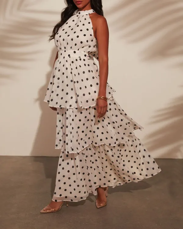 Dot Tiered Maxi Dress