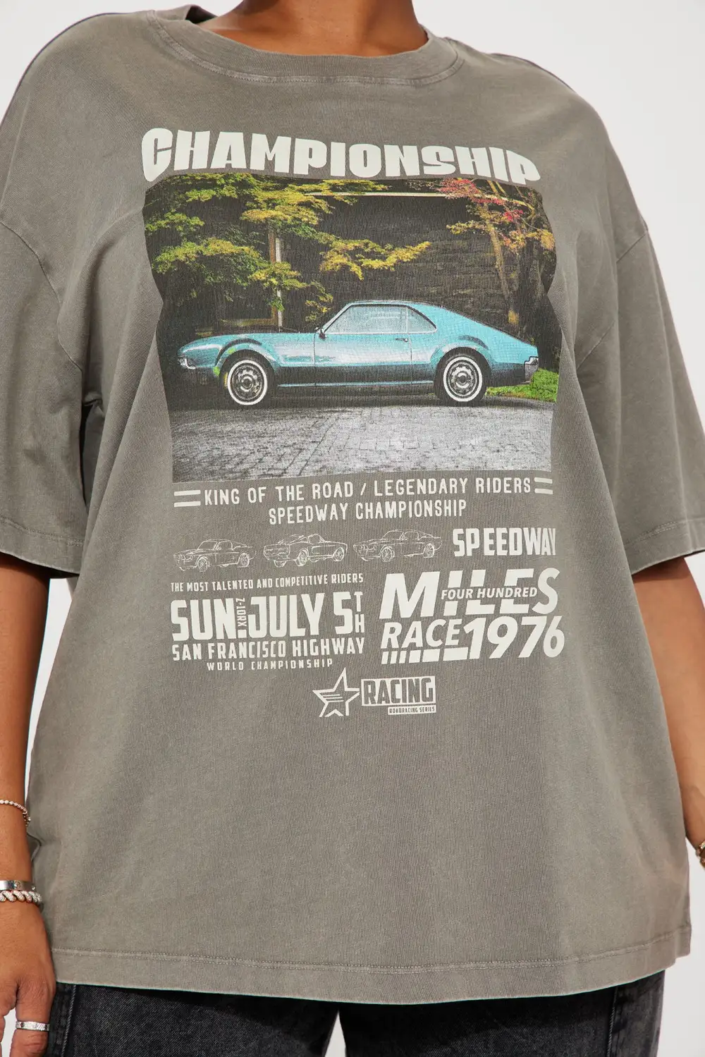 King Of The Road Graphic Tshirt - Grey