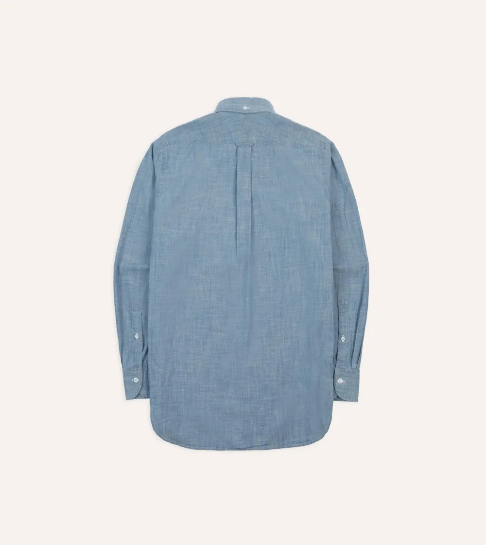 Light Blue Cotton Chambray Button-Down Shirt Casual Style