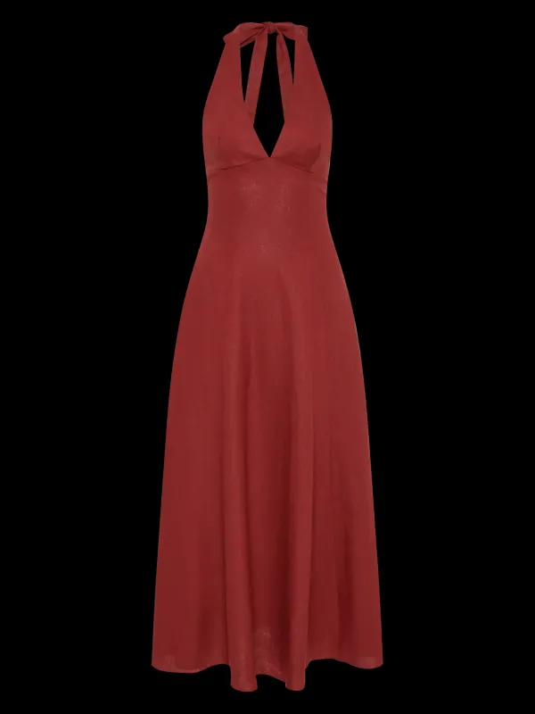 Casual Style Midi Dress Red
