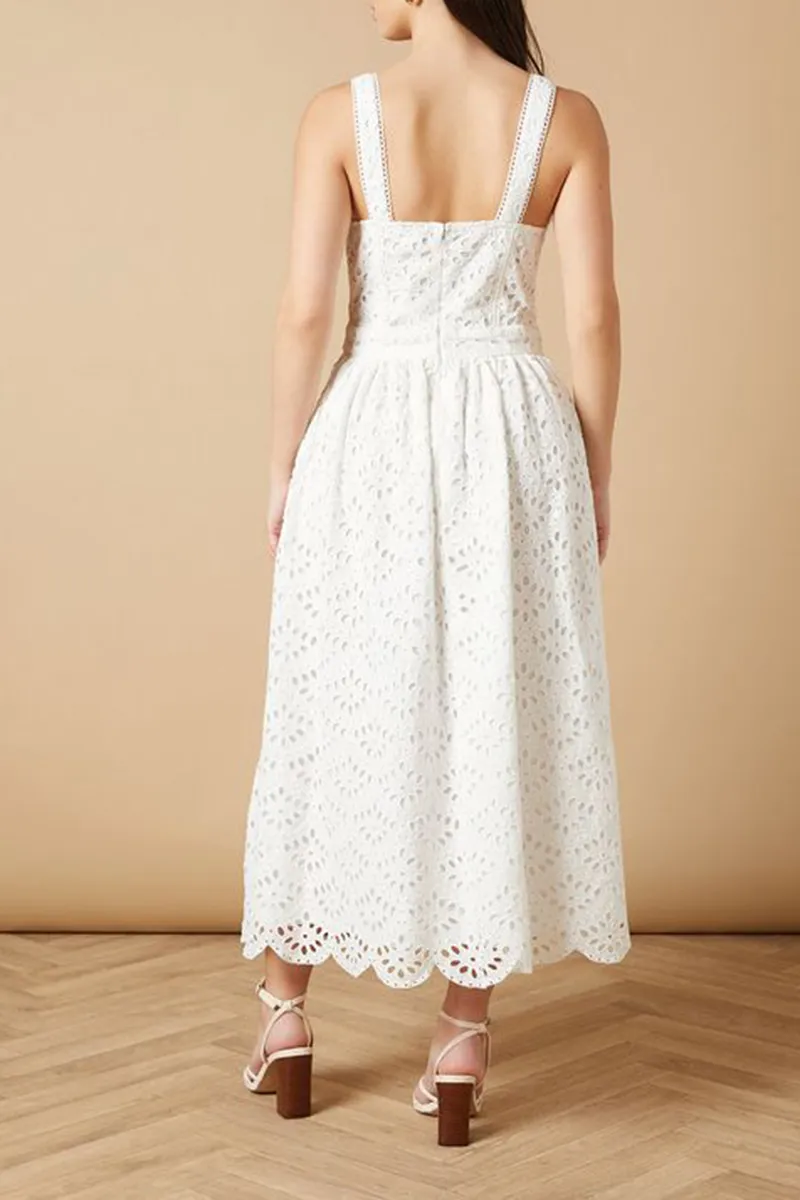 Casual Style Embroidered Broderie Dress