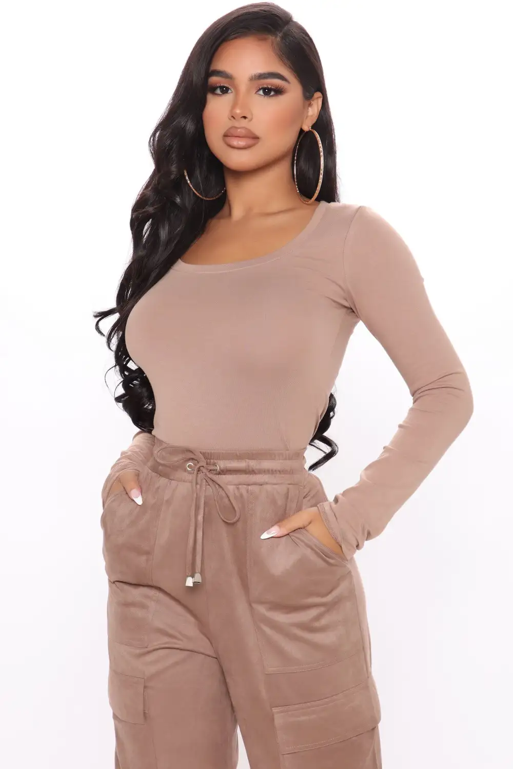 Briana Long Sleeve Top - Taupe