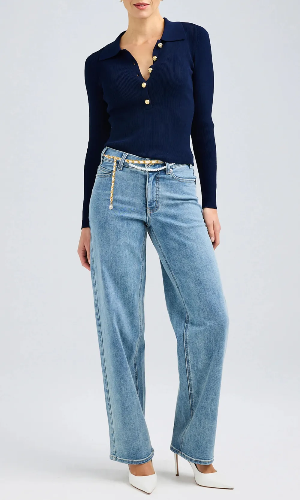 Pocketed Straight-Leg Denim Pants