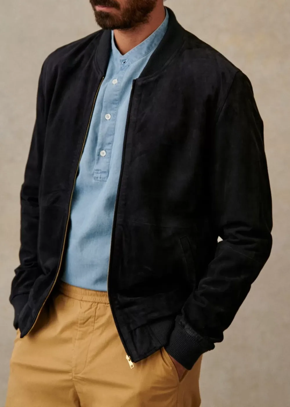 Suede Crew Neck Jackets