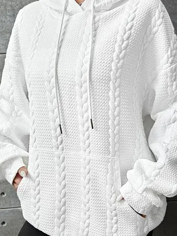 Casual Loose Plain Hoodie Long sleeve Sweatshirt