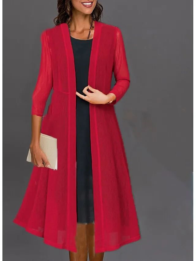 Women's Casual Jacket Long Coat Regular Fit Breathable Casual Jacket Spring Summer Long Sleeve Solid Color White Black Wine Outdoor Street Daily