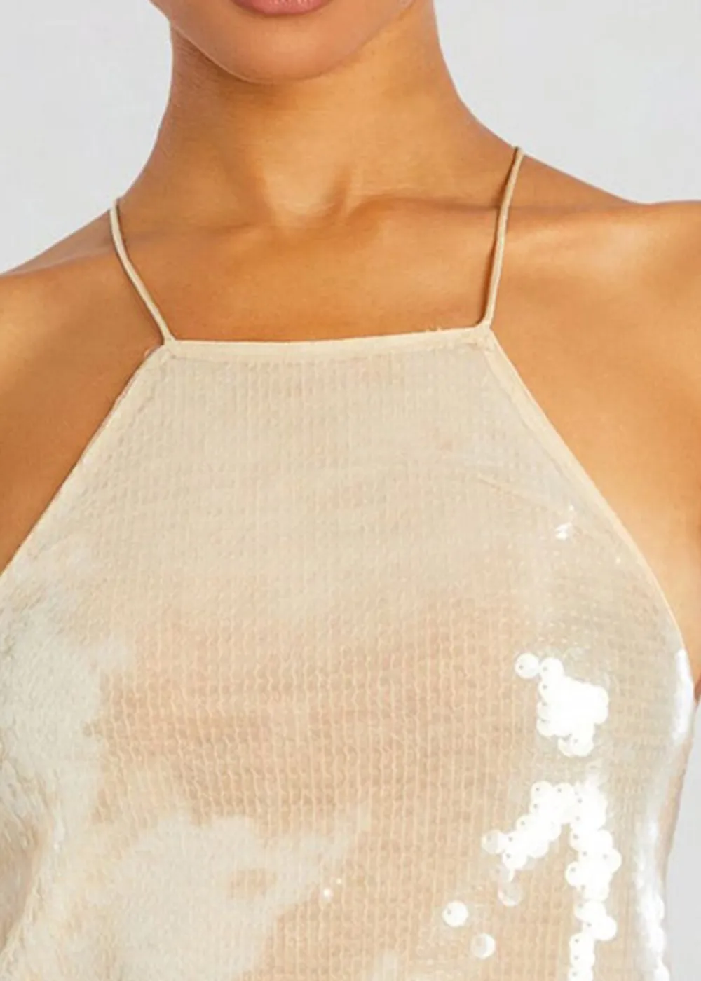 Sleeveless Halter Sequin Top