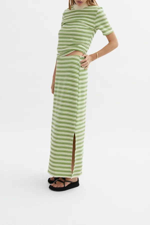 Green Stripes Versatile And Comfortable Skirt
