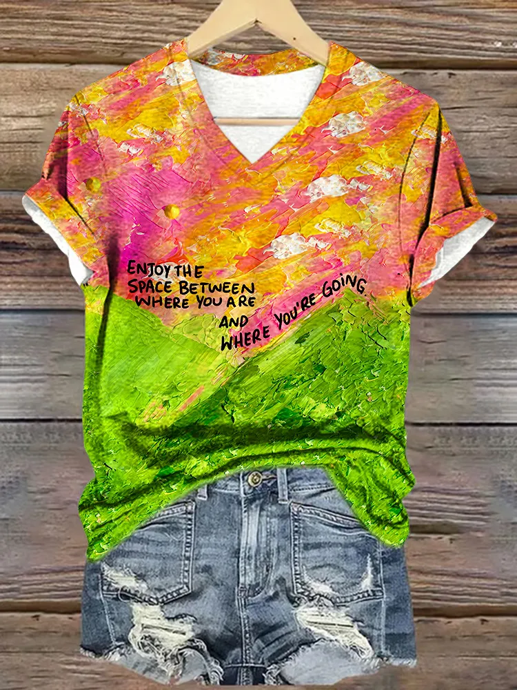 Women'S Enjoy The Space Between Where You Are And Where You Are Going T-Shirt