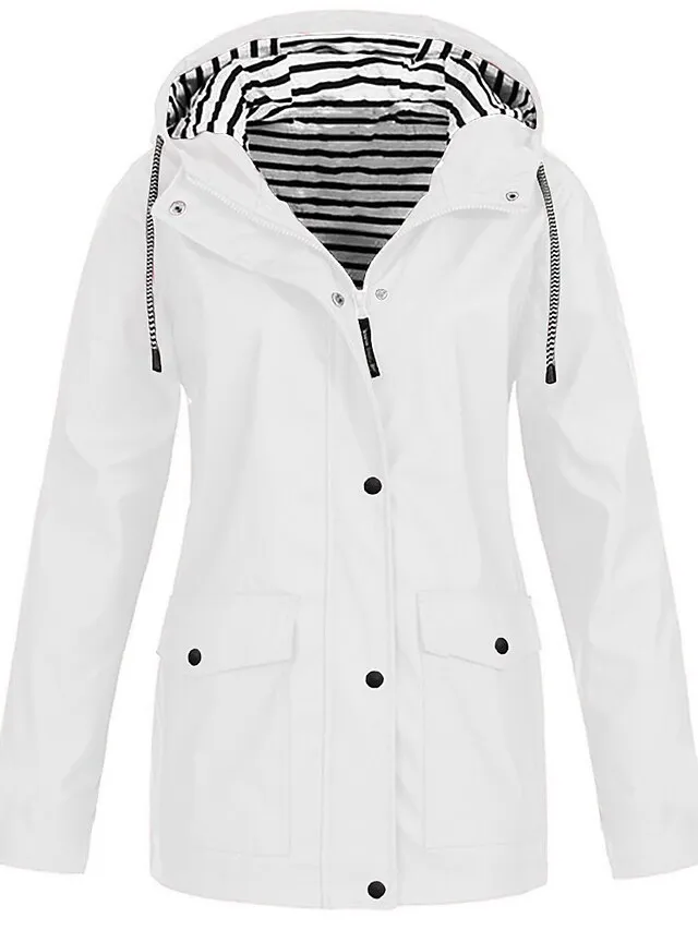 Women's Rain Jacket Fall Waterproof Outdoor Hiking Coat Zipper Windproof Hoodie Jacket Winter  Warm