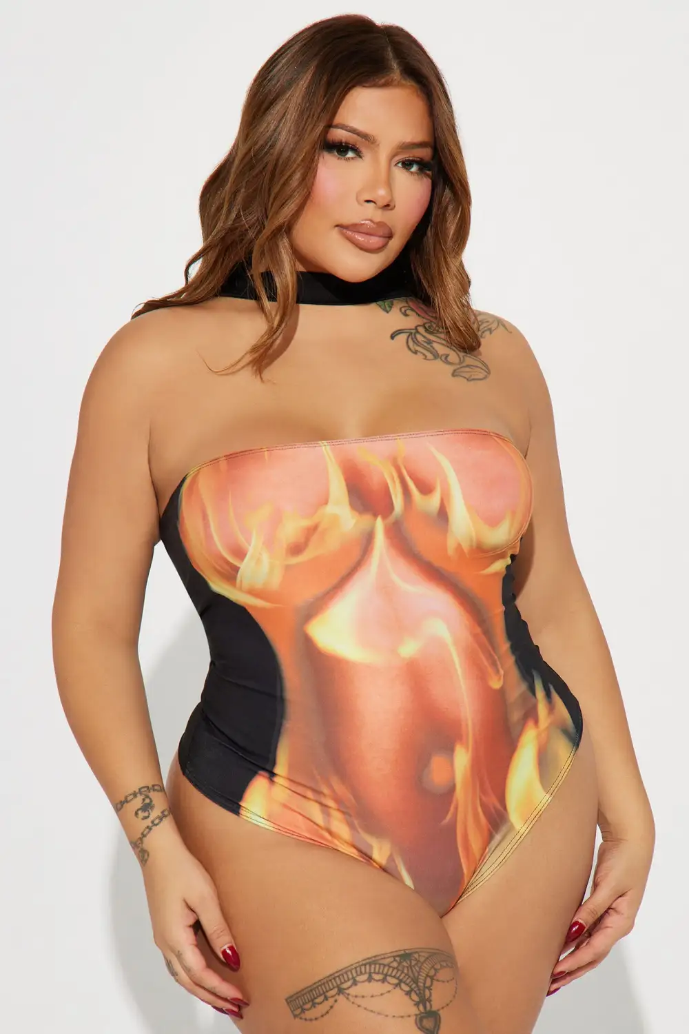 Smoking Hot Bodysuit - Red/combo