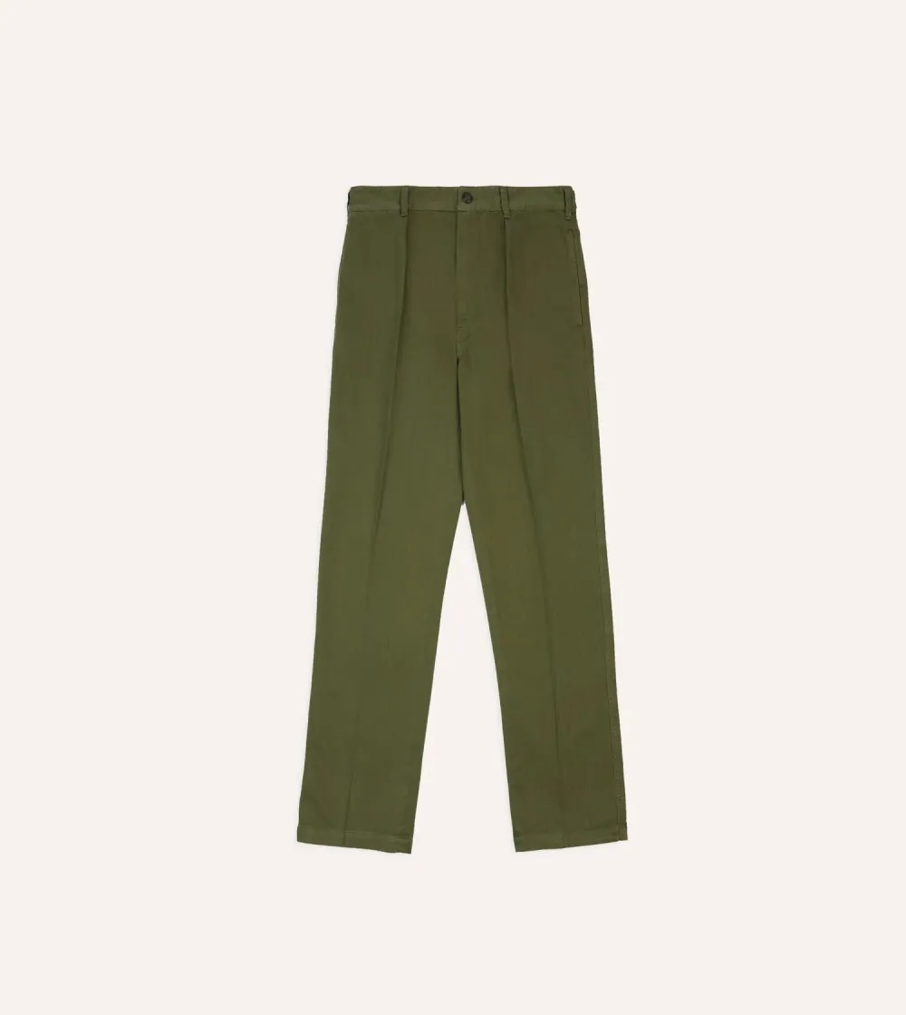 Olive Green Pleated Trousers
