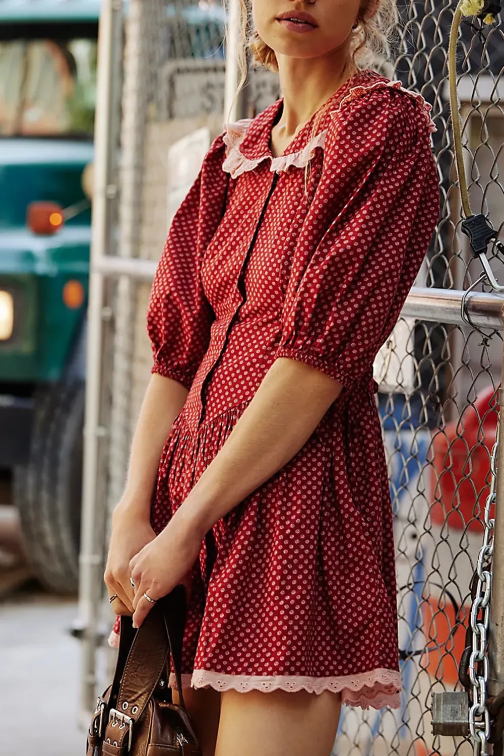 Peter Pan Collar Puff Sleeve Mini Dress