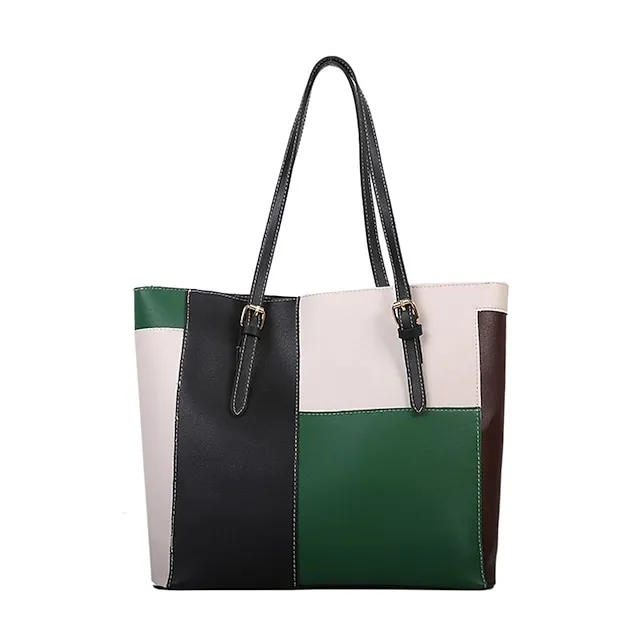 Women's Tote Shoulder Bag Office Daily Color Block Pink Blue Green