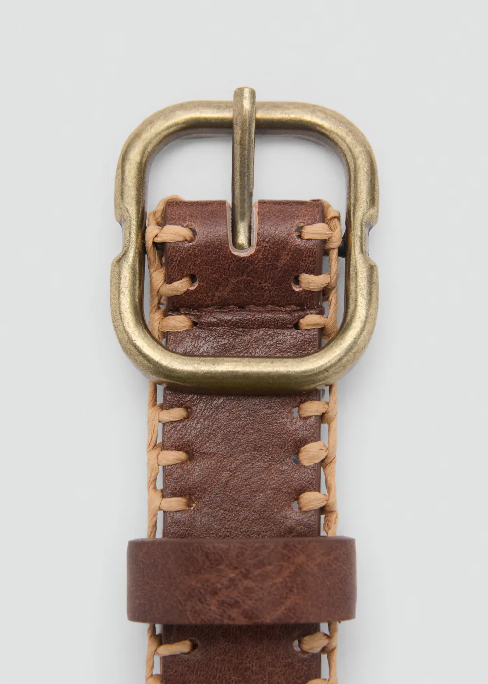 Casual Style Brown Belts With Decorative Stitching