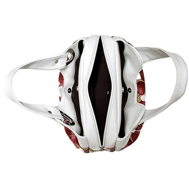 Women's Handbag Top Handle Bag PU Leather Office Daily Date Print Large Capacity Floral Print zebra Leopard White Rose