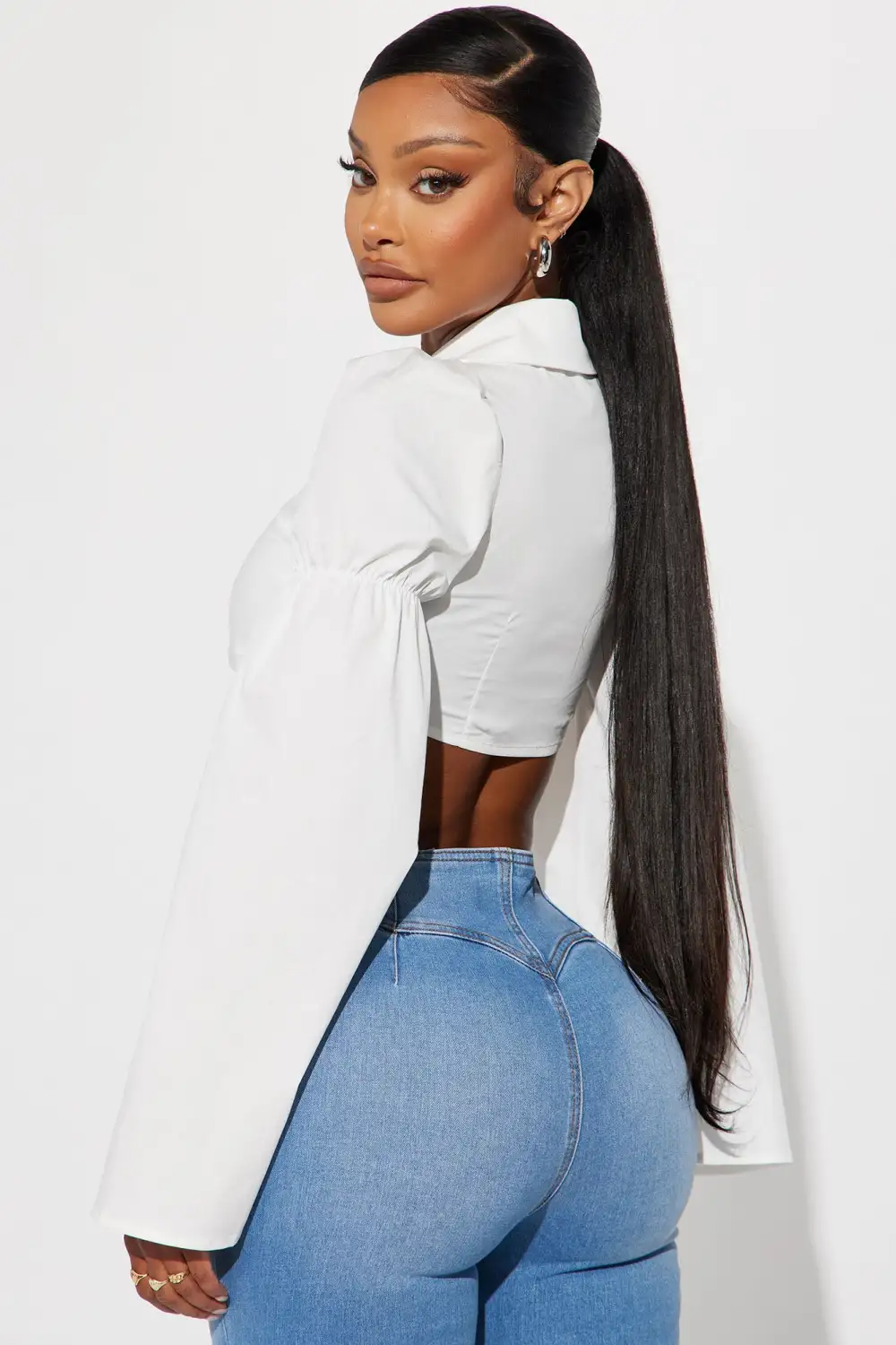 Vaelyn Poplin Top - White