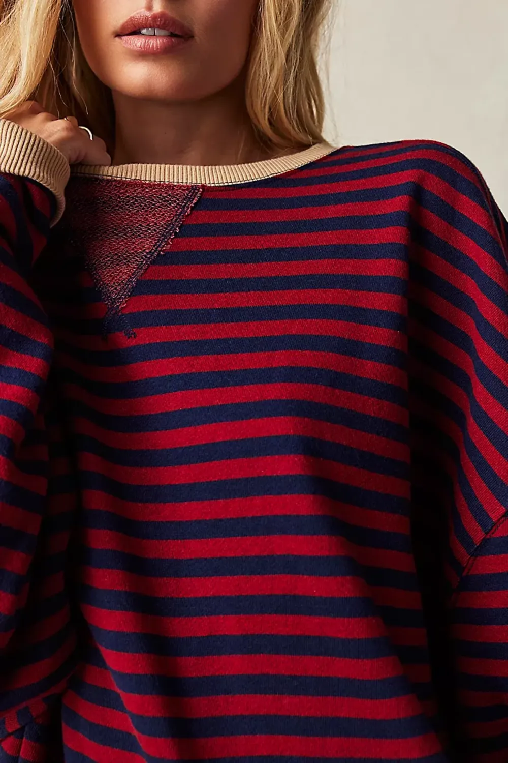Oversized Striped Crew Neck Sweatshirt