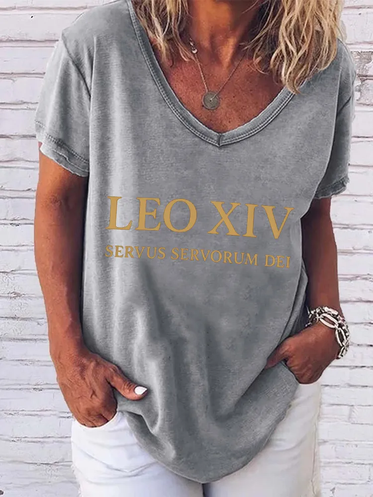 Women'S Pope Leo Xiv Servus Servorum Dei Round-Neck Short-Sleeved T-Shirt