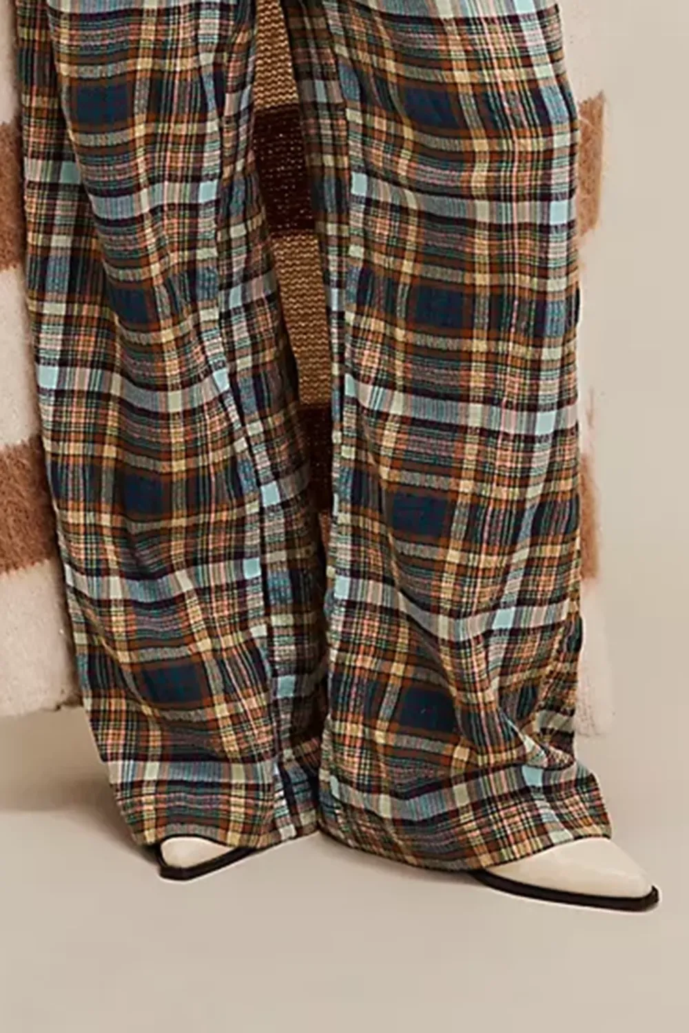 Plaid Wide Leg Pants
