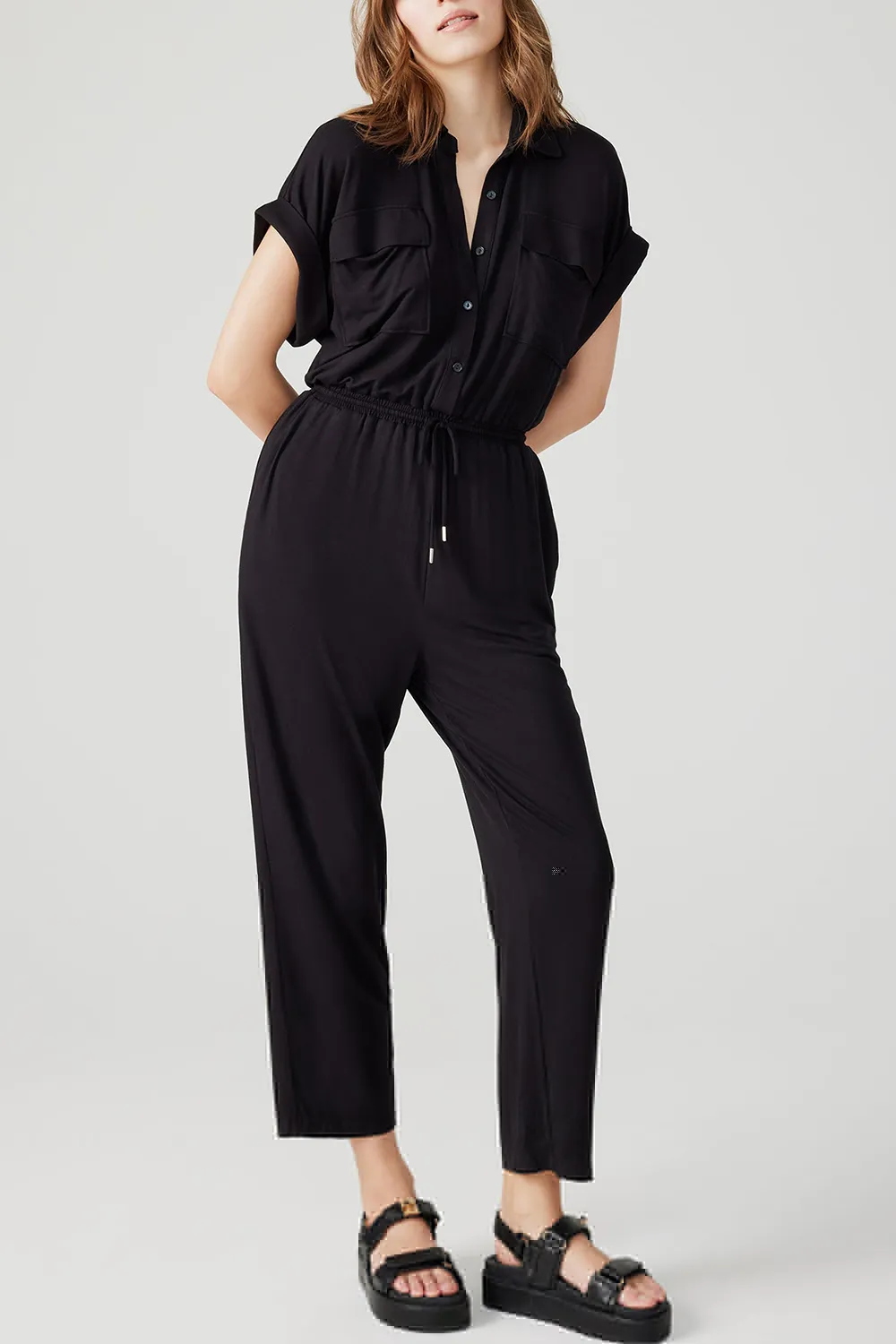 LAPEL JUMPSUIT BLACK