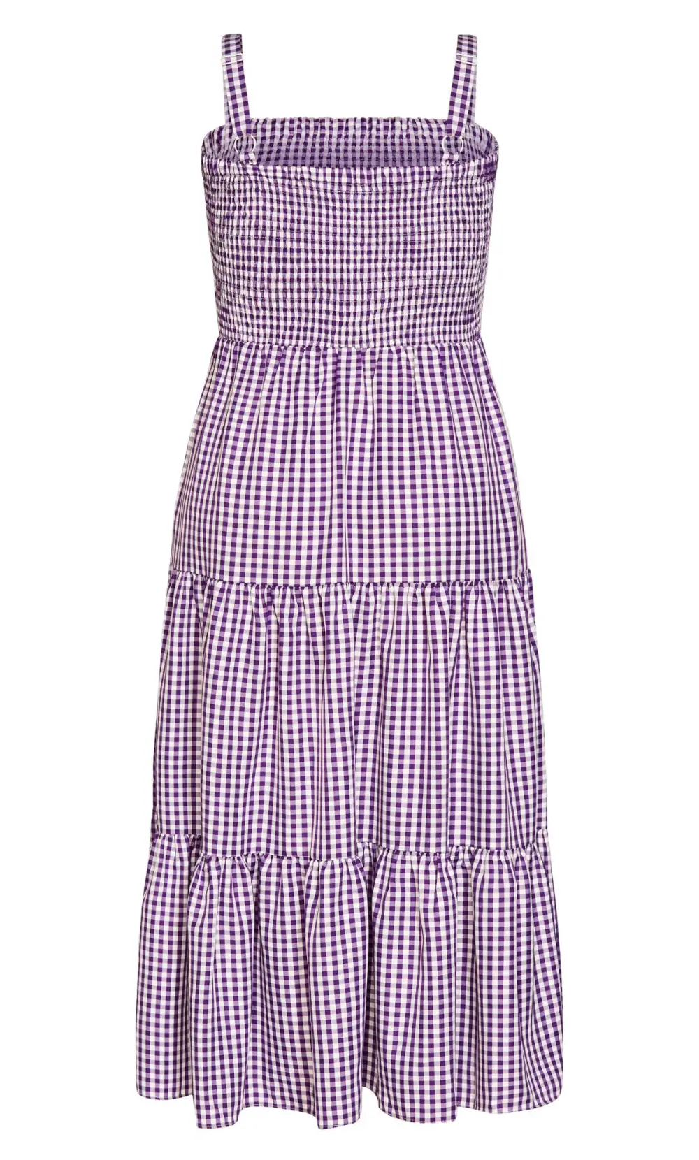 Evans Light Purple Gingham Shirred Maxi Dress
