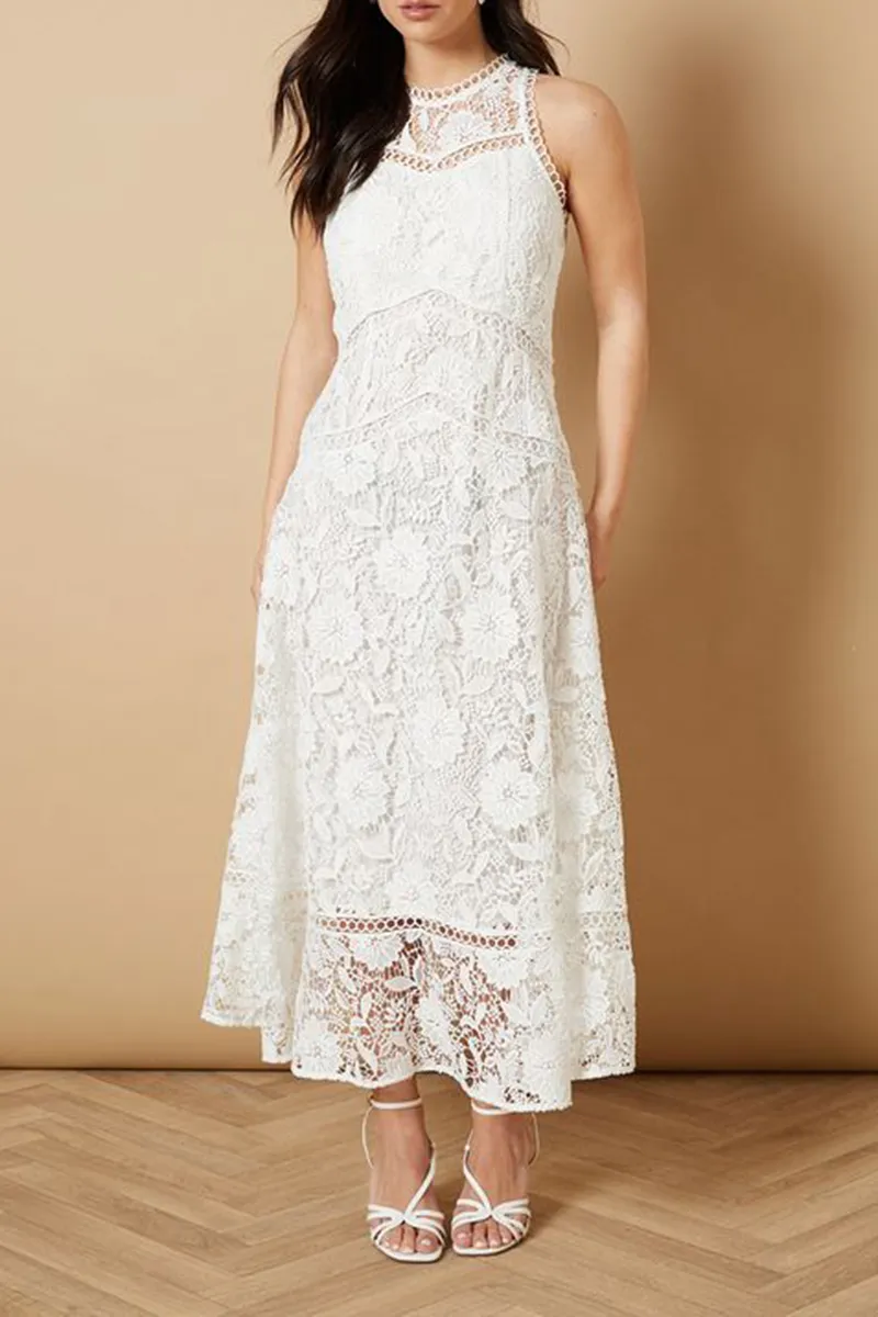 Casual Style High Neck Midi Dress