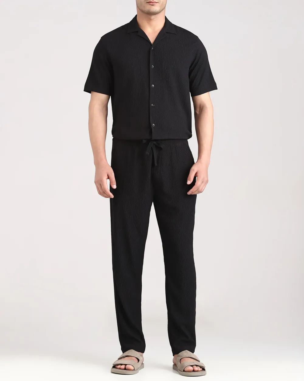 Classic Versatile Comfortable Slim-Fit Straight-Leg Black Trousers