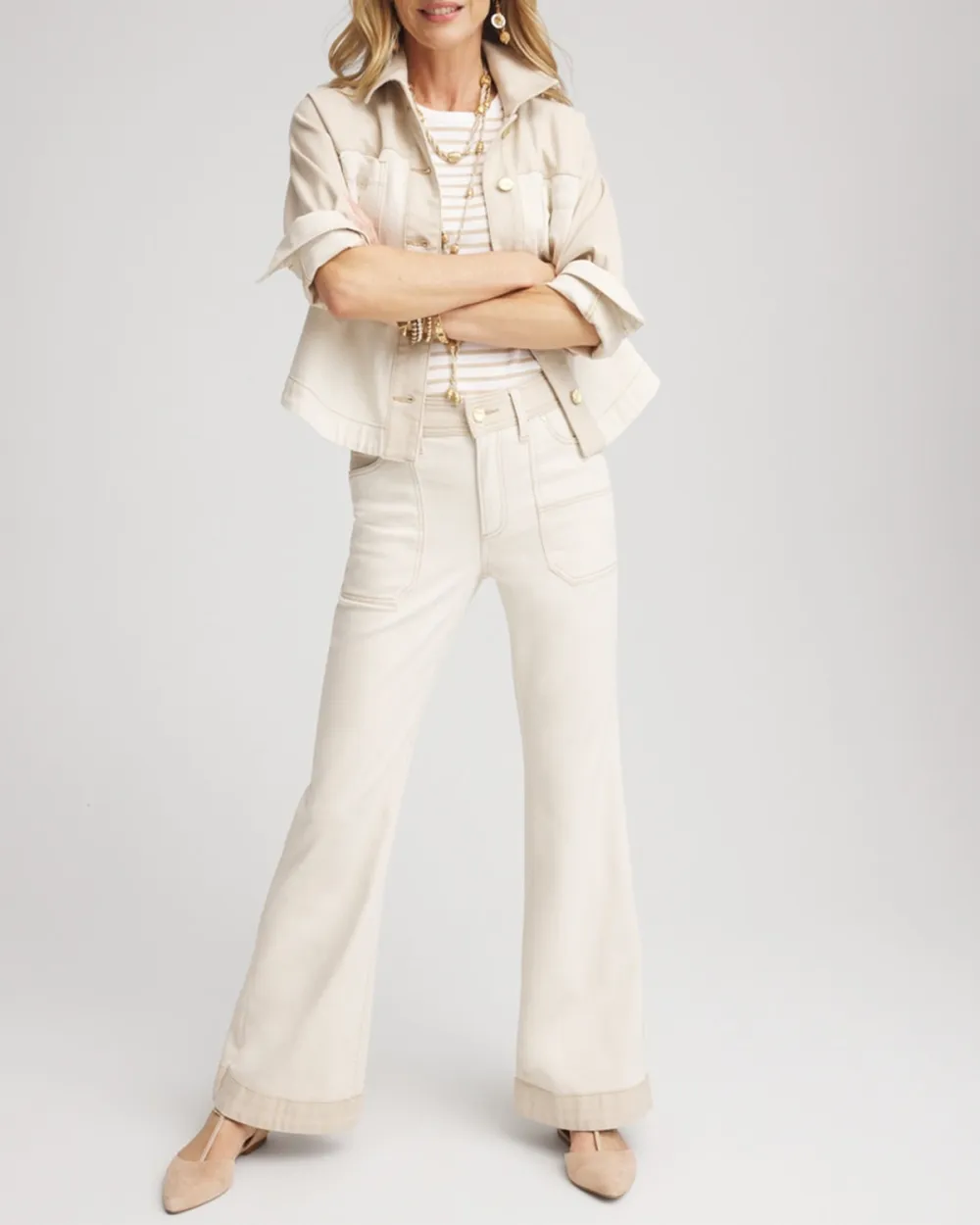 Colorblock Wide Flare Jeans