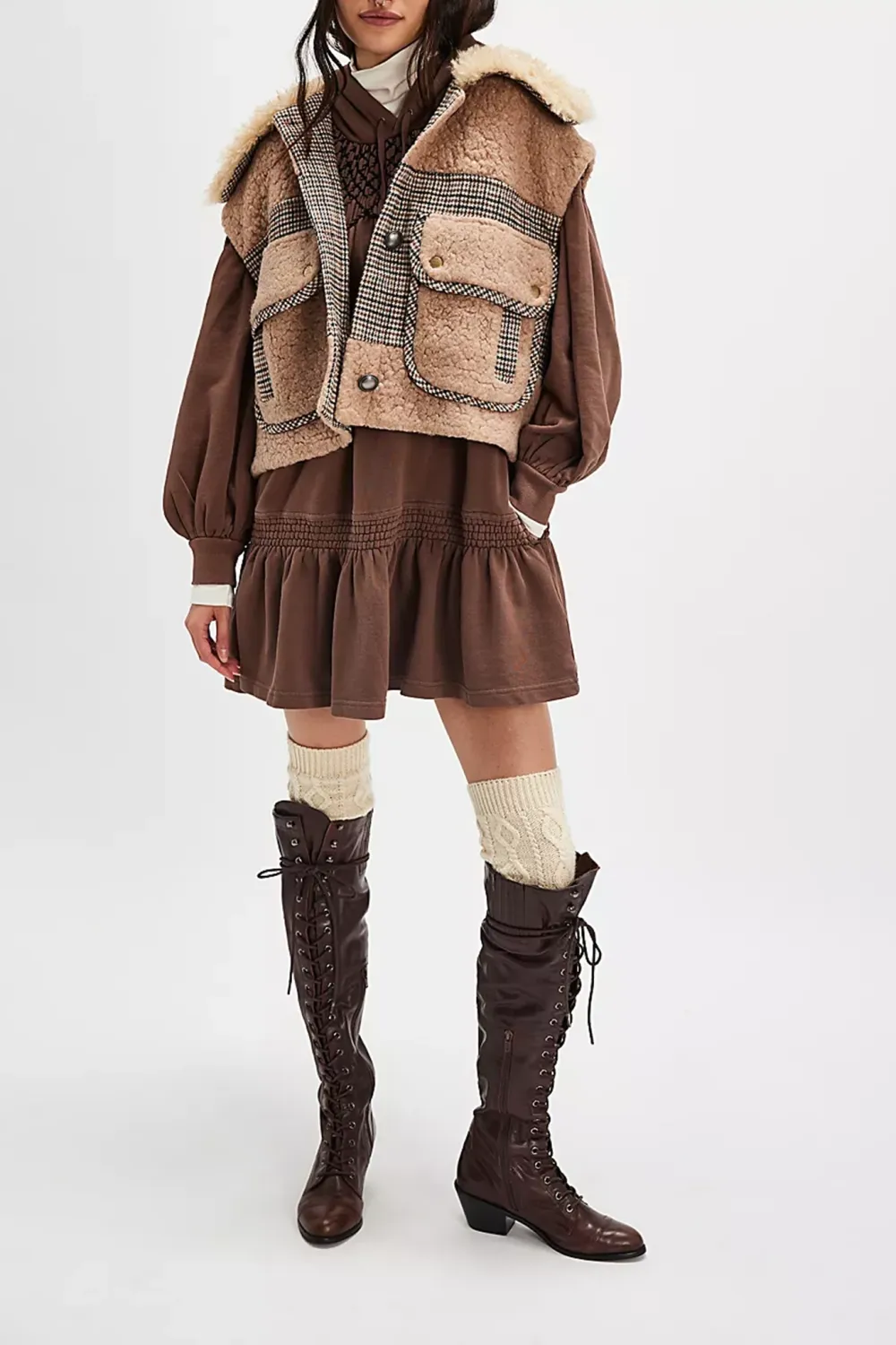 Smocked Waist Ruffled Mini Dress