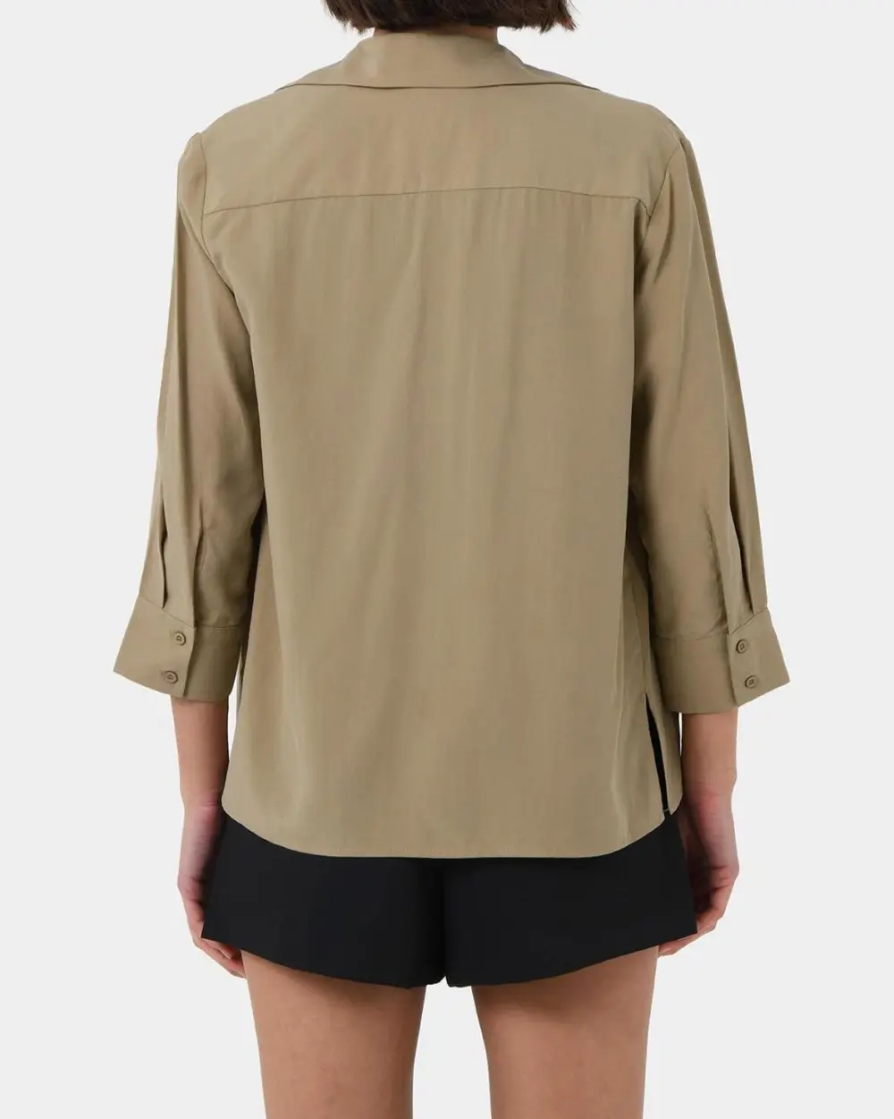 Spread Collar 3/4 Sleeve Shirt