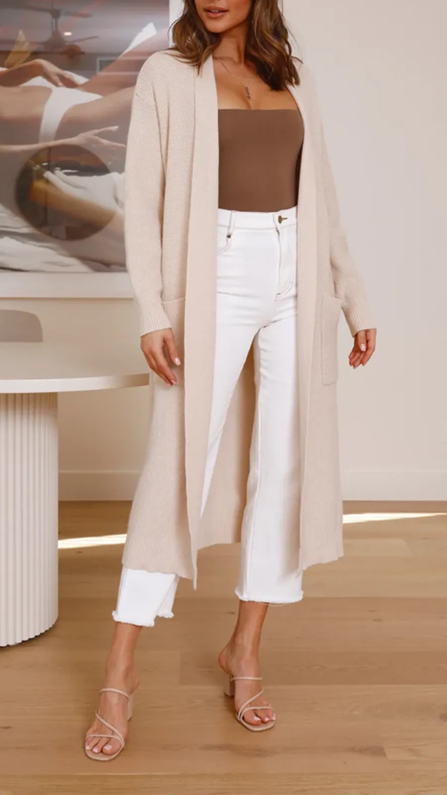 Solid Color Long Knitted Coat