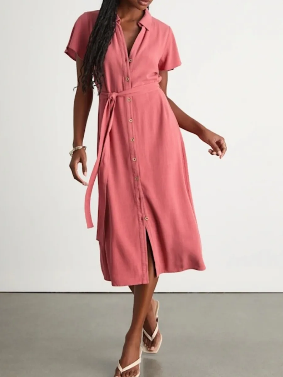 Button Front Midi Dress