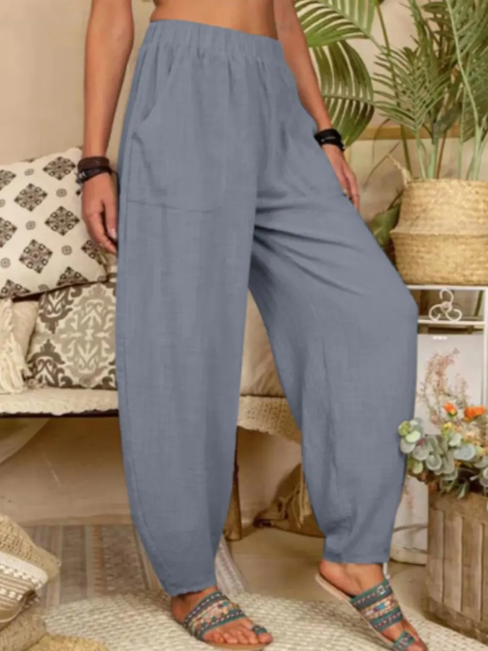 Women's Pure Color Casual Cotton Pants