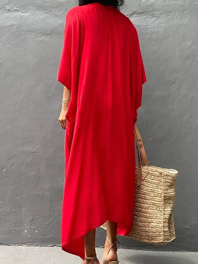 Women's Swimwear Cover Up Beach Top Normal Swimsuit Lace up Pleated UV Protection Pure Color Black White Red Royal Blue Beige V Wire Bathing Suits New Vacation Holiday