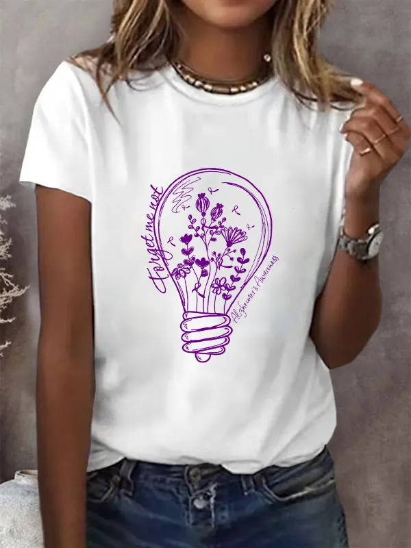 Alzheimer'S Awareness Print Casual T-Shirt
