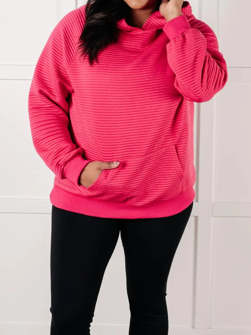 Loose Daily Simple Rose Pocket Hoodie