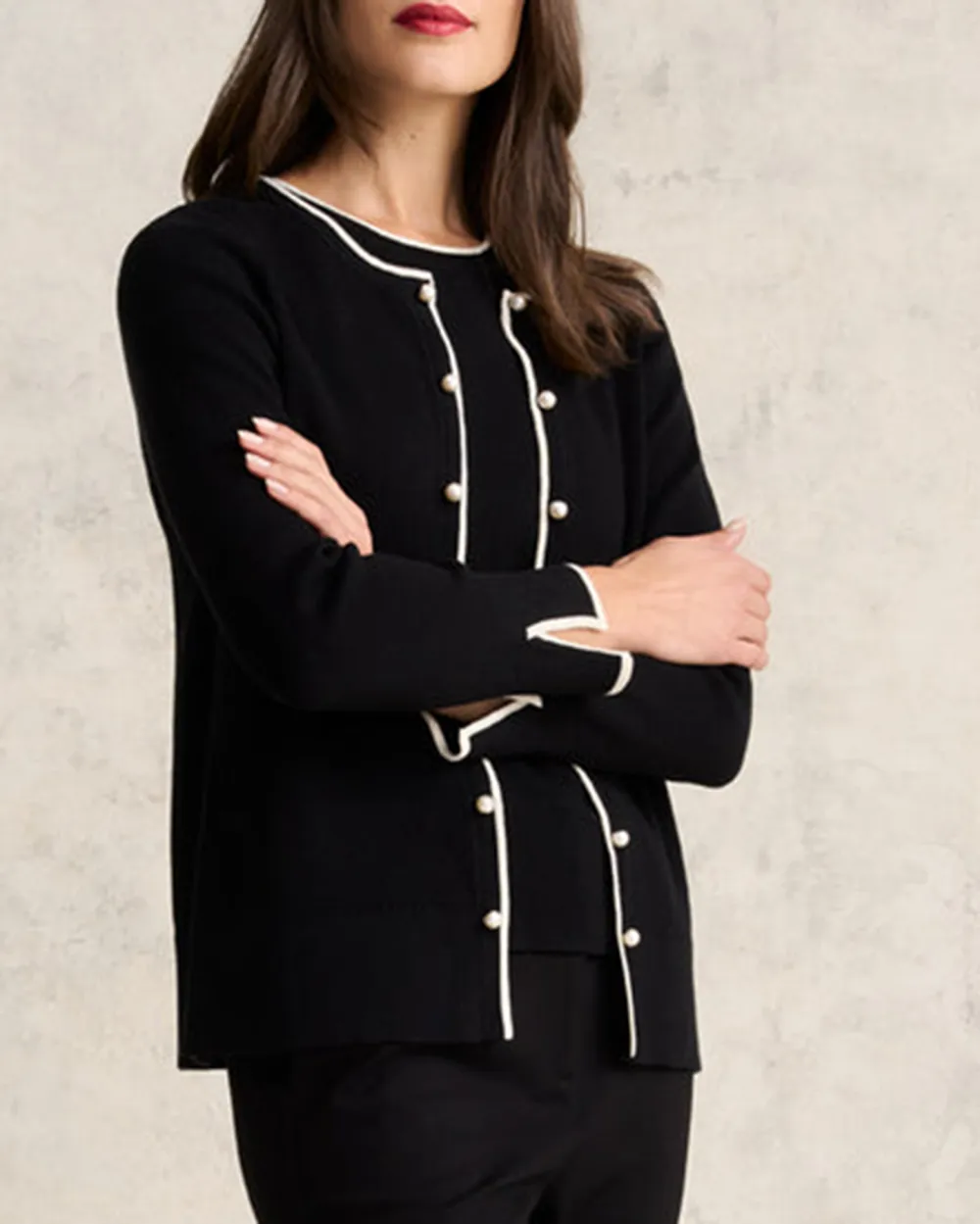 Contrast Rib Cardigan