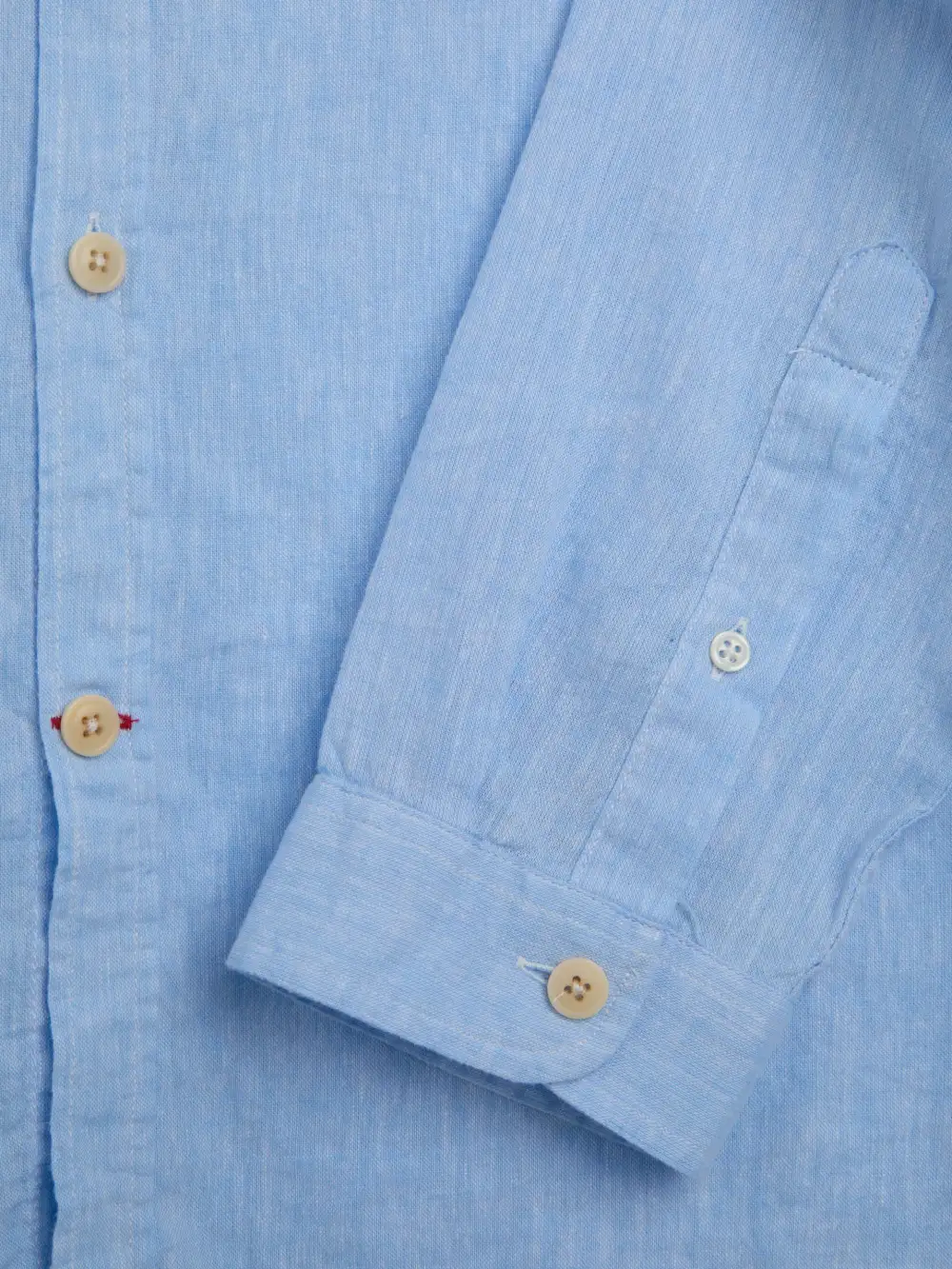 Casual Style Long Sleeve Blue Cotton-Linen Shirt