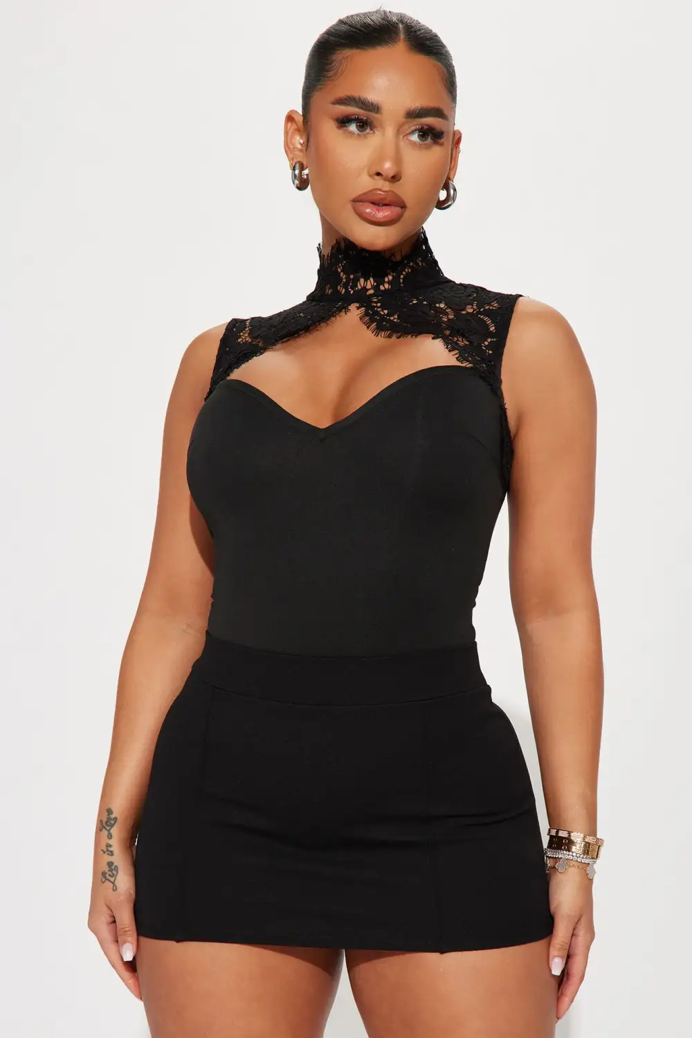 Sweetest Love Lace Bodysuit - Black