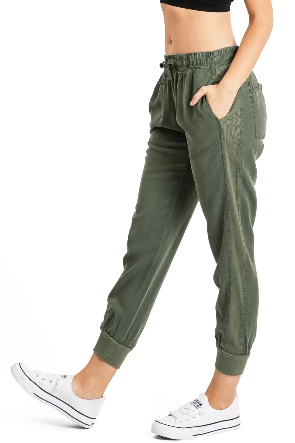 Olive Green Slim - Fit Jogger Pants