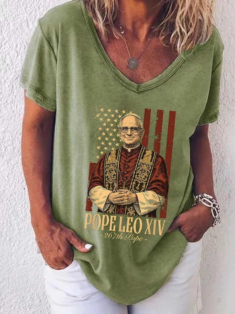 Women'S Pope Leo Xiv 267th Pope Round-Neck Short-Sleeved T-Shirt