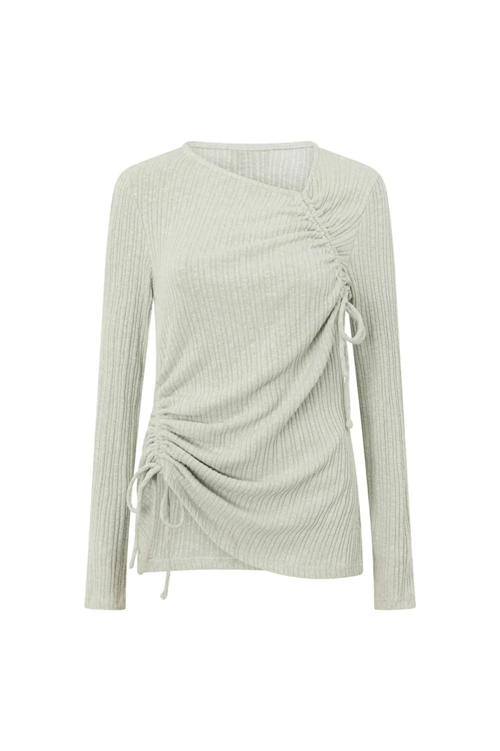 Asymmetric Ruched Long Sleeve Top