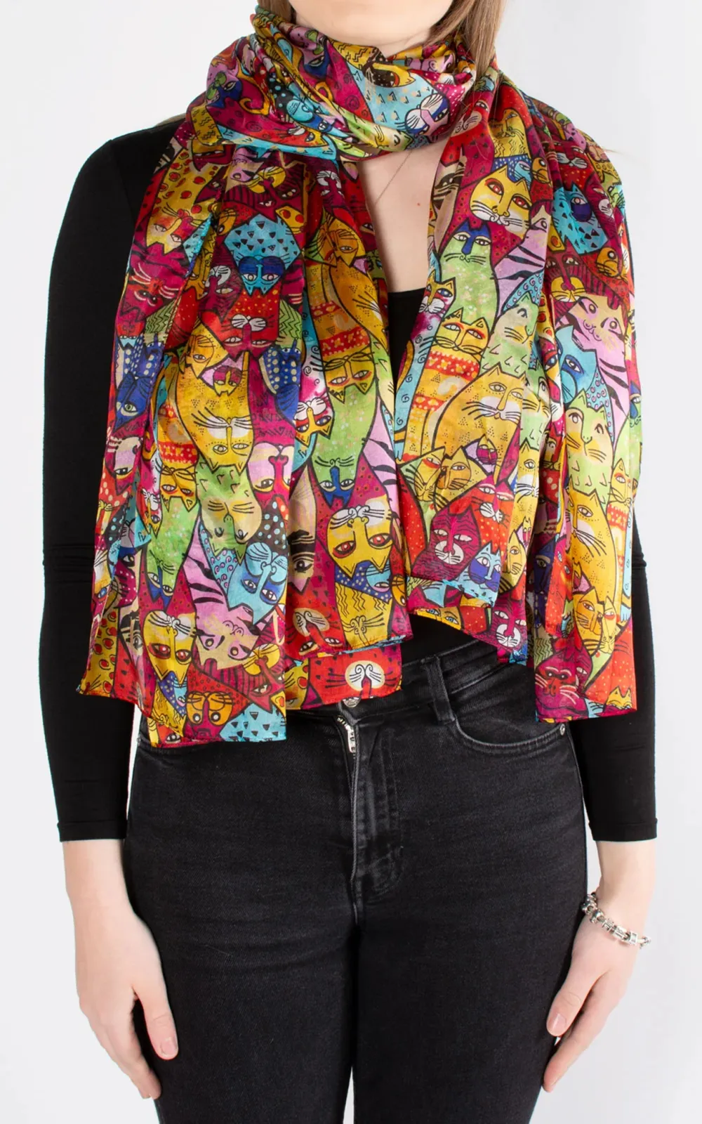 Cartoon Art Print Silk Scarf