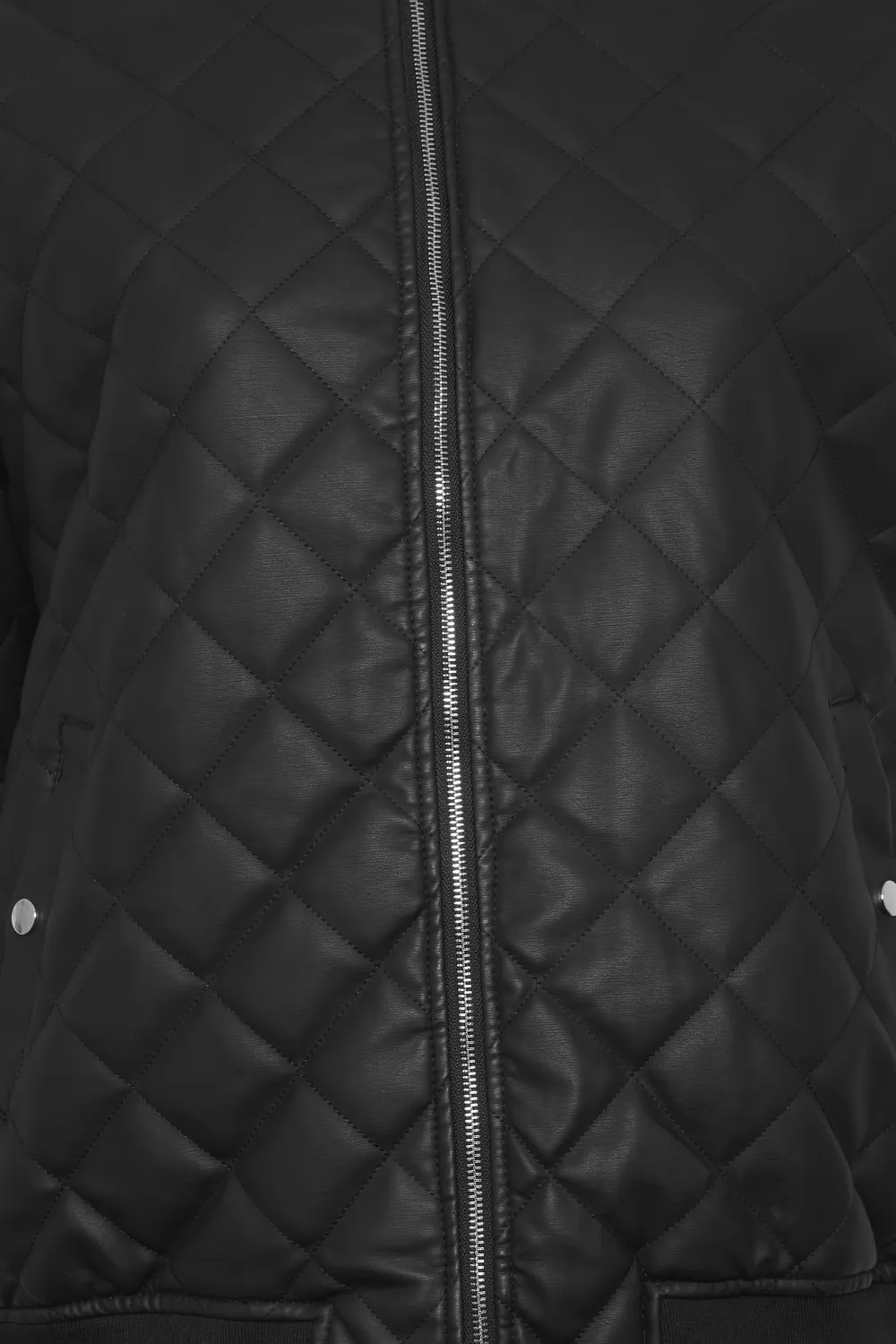 YOURS Curve Black Quilted Faux Leather Bomber Jacket