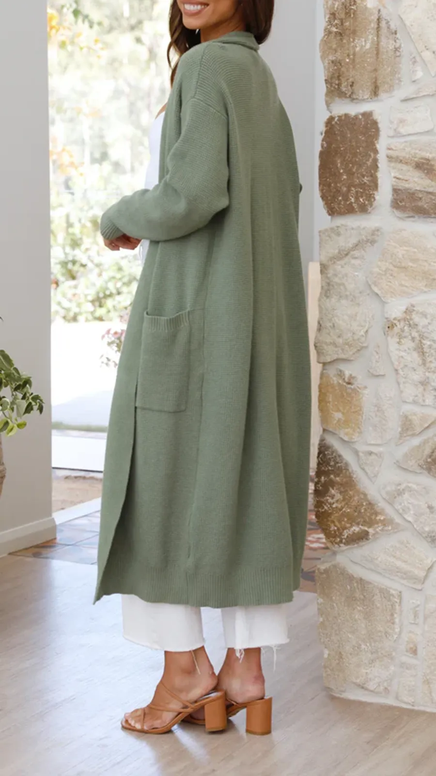 Solid Color Long Knitted Coat