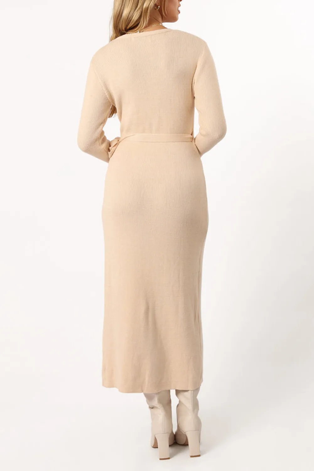 V-NECK BOW WRAP DRESS