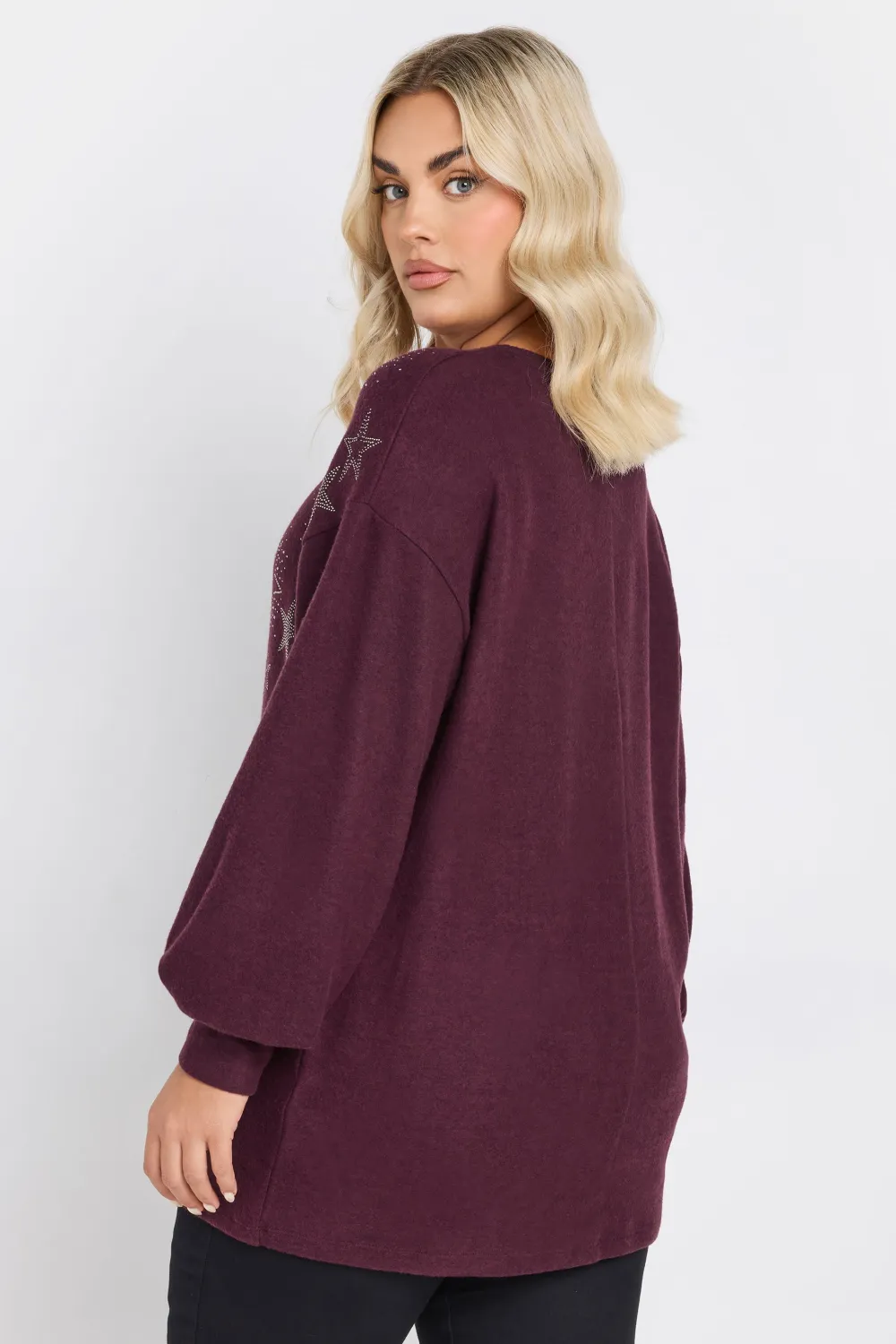 YOURS Curve Purple Star Diamante Embellished Jumper